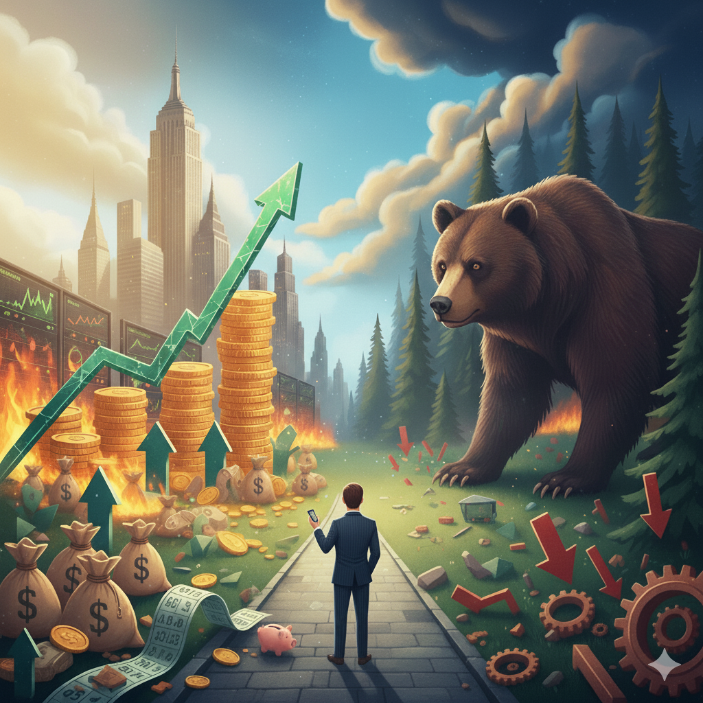 medved, negotovost, borza, kam z denarjem